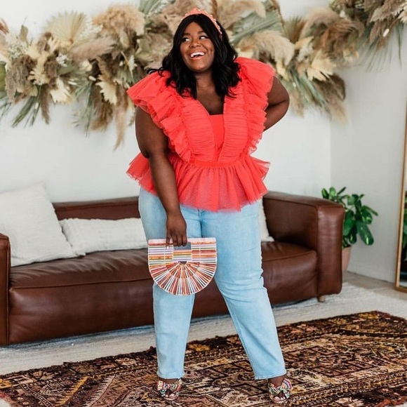 Free People Sheer Polka Dot Tulle Ruffle Cinch Top - Picture 16 of 16